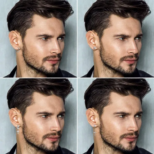 Vista 6 de 341518 pares de aretes para hombre, kit de aretes de acero inoxidable para hombres y mujeres, joyería de moda, aretes de aro colgantes de cruz