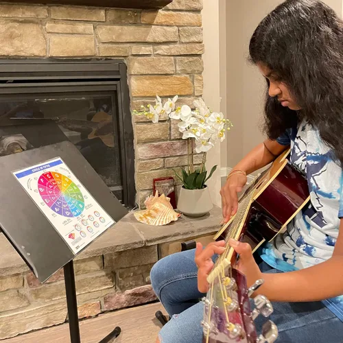 Vista 5 de QMG Hoja de Trucos de Acordes de Guitarra – Tabla de Teoría Musical Laminada A4 con Círculo de Quintas para Principiantes
