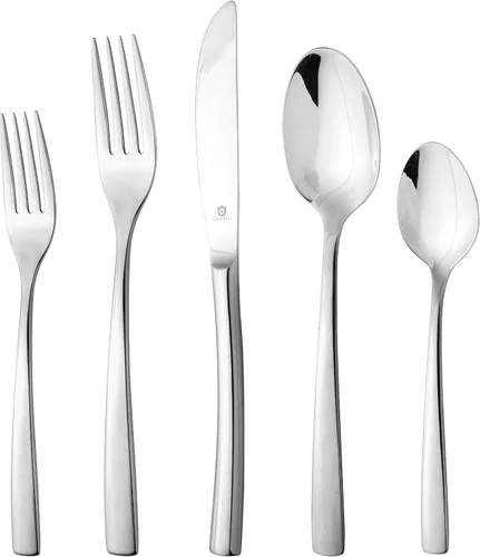 Vista 12 de Danialli Juego de Cubiertos Moderno, Cubertería de Acero Inoxidable 18/10, Acabado Espejo, Apto para Lavavajillas, Elegantes Cubiertos para el Hogar