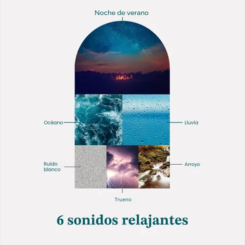 Vista 3 de Máquina de relajación con 6 sonidos de la naturaleza, plateado Small Travel Size with 6 Relaxing Nature Sounds, Portable Therapy for Home, Office