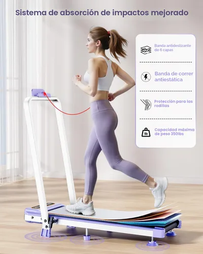 Vista 5 de Almohadilla para caminar con 10% de inclinación y barra de mango, almohadilla de bajo ruido para el hogar pequeño, Rayspace 3.5HP caminadora