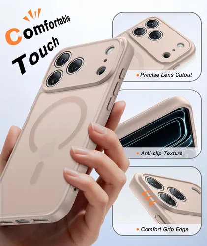 Vista 262 de FNTCASE Funda para iPhone 17 Pro: Fundas delgadas translúcidas de color azul claro compatibles con MagSafe, protección completa de la cámara