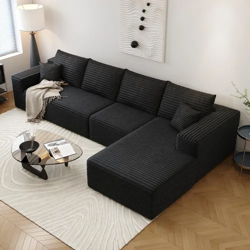 Vista 20 de Sofá seccional Cloud de 107.5 pulgadas con diván en forma de L, sofá modular moderno con asiento profundo, sofás tapizados para sala de estar Camello