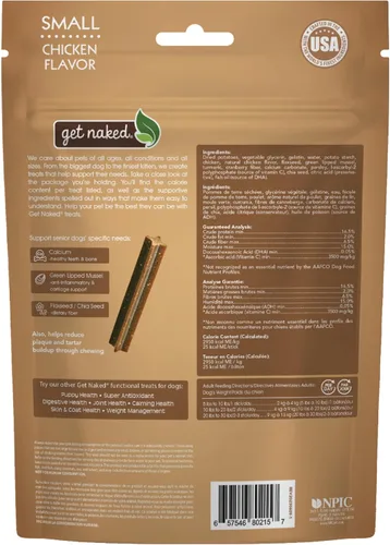 Vista 2 de Get Naked Dental Sticks - Golosinas para perros con sabor a pollo sin granos, bolsa pequeña de 6.2 onzas
