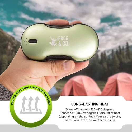 Vista 2 de Survival Frog QuickHeat PRO - Calentador de manos recargable con banco de energía portátil, calentador de manos eléctrico de alta calidad