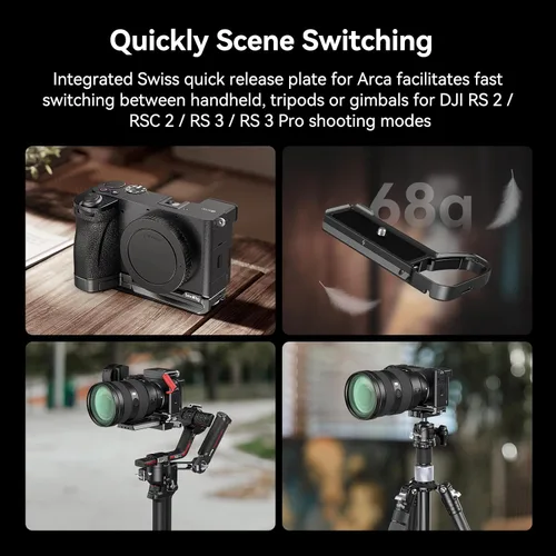 Vista 3 de SmallRig Placa base para Sony Alpha 6700, placa de montaje inferior incorporada de liberación rápida para Arca, compatible con cambio rápido entre