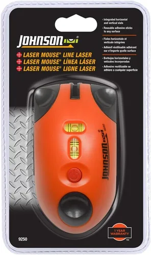 Vista 2 de Johnson Level & Tool - Mouse láser 9250, rango interior de 30 pies, naranja, 1 mouse láser