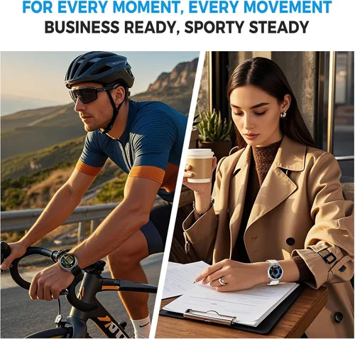 Vista 5 de Reloj inteligente con modos deportivos de llamadas, monitor de presión, contador de pasos, monitor de sueño, compatible con llamadas BT, 1.42