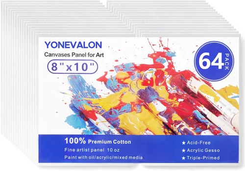 Vista 16 de Mini lienzo para pintar de 4 x 4 pulgadas, paquete de 56 lienzos pequeños a granel para pintar Blank Canvas Panels, Gesso Primed Acid-Free 100%