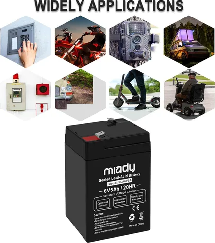 Vista 7 de Miady Batería de plomo ácido sellada recargable de 6V 5Ah (paquete de 2)