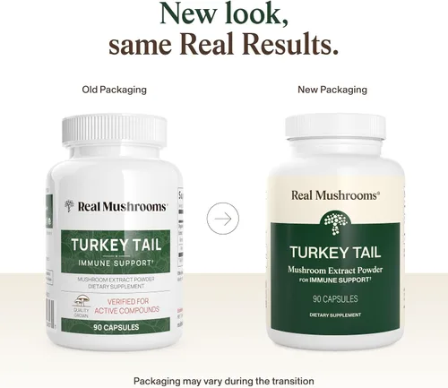Vista 2 de Real Mushrooms Cápsulas de Cola de Pavo – Extracto de Hongo Orgánico para el Bienestar y Ritmo Diario – Vegano, Sin GMO, Sin Rellenos Extracto