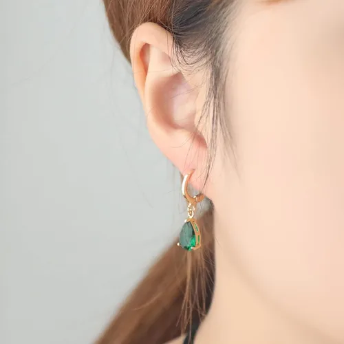 Vista 6 de Green Earrings for Women Emerald Earrings Crystal Teardrop Earrings Gold Rhinestone Earrings Bridal Wedding Earrings Jewelry Gifts for Women