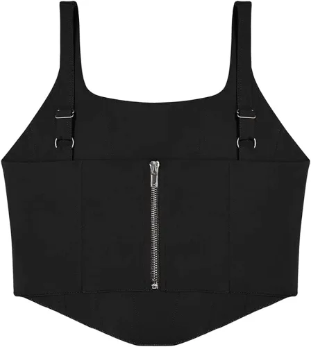 Vista 5 de REORIA - Camiseta corta sin mangas con cuello cuadrado sexy para mujer