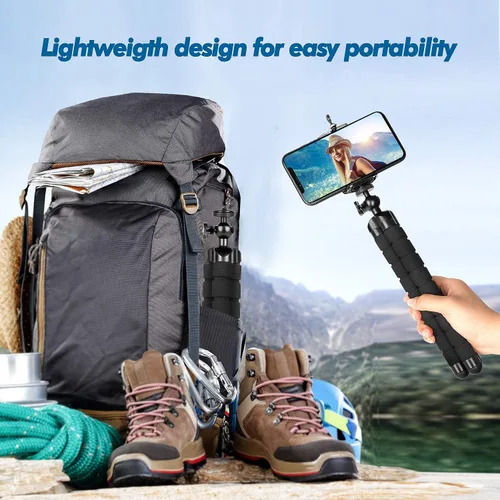 Vista 6 de Trípodes para teléfono, trípodes flexibles y trípode ajustable portátil con control remoto inalámbrico, compatible con teléfonos iPhone/Android