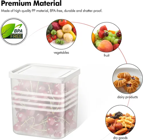 Vista 6 de Poeland Paquete de 3 cajas organizadoras de refrigerador, contenedores de almacenamiento para puerta lateral de refrigerador con tapa, organizador