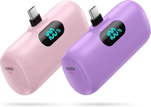 Vista 12 de [Paquete de 2] Cargador portátil para iPhone 17/16/15, Mini Power Bank 5000mAh PD USB C Cargador de teléfono portátil, Paquete de batería esencial