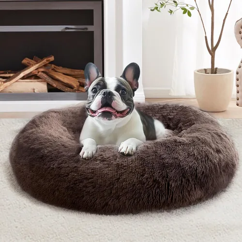 Vista 44 de JOLLYVOGUE - Cama calmante para perros y gatos pequeños y medianos, antiansiedad, redonda, suave, acogedora con parte inferior antideslizante