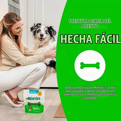 Vista 6 de Minties VetIQ - Golosinas dentales en hueso para perros, masticables dentales para perros medianos a grandes (más de 40 libras), 40