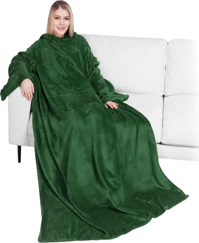 Vista 10 de PAVILIA Wearable Blanket with Sleeves for Adult Women Men, Cozy Fleece Warm Wrap Throw with Arms, Gifts for Christmas, Wife