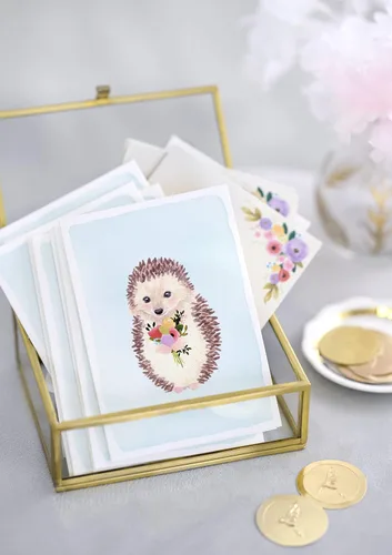 Vista 5 de Papyrus Tarjetas en blanco con sobres, erizo con flor (14 unidades)
