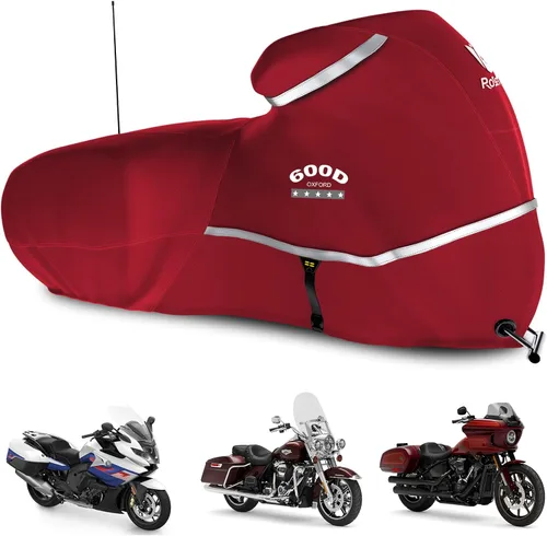 Vista 12 de Funda para motocicleta 600D resistente para todas las estaciones, universal, impermeable, protección solar al aire libre, duradera, reflectante Negro