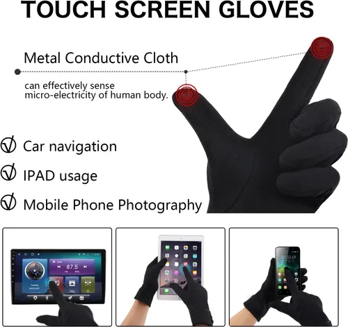 Vista 3 de KOFOJN Guantes cálidos de invierno para mujer, con texto para pantalla táctil, forrados con guantes cálidos de felpa, 3 pares.