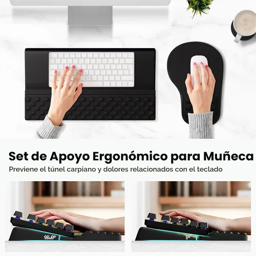 Vista 3 de Ospelelf Conjunto de Reposamuñecas Ergonómico de Alfombrilla para Ratón y Soporte para Teclado, Comodidad con Espuma Viscoelástica, Alivio del Dolor