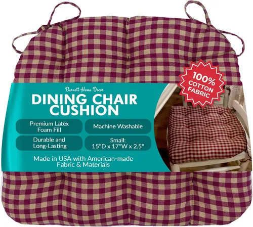 Vista 30 de Barnett Home Decor Ticking Stripe Berlin Blue - Almohadilla para silla de comedor con lazos, tamaño mediano 18, relleno de espuma de látex, lavable