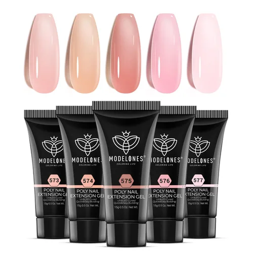 Vista 11 de modelones Juego de Gel de Uñas Poli, 6 Colores Colección Roja Popular Vino Burdeos Brillante con Purpurina Gel de Extensión Poli Rojo Sangre Oscuro