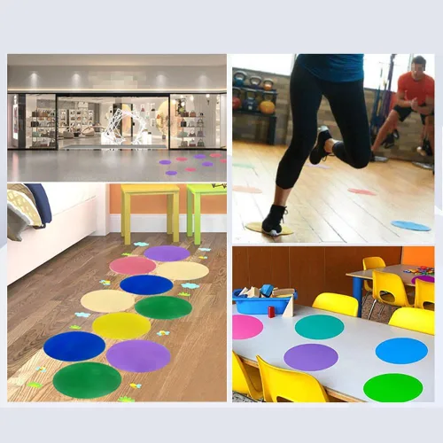 Vista 3 de GSHLLO 20 unidades de coloridos círculos de borrado en seco autoadhesivos para el suelo del aula, calcomanías de puntos extraíbles, calcomanías