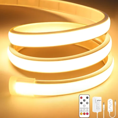 Vista 13 de Lamomo COB - Tira de luces LED, 9.84 pies, color blanco natural, regulable, autoadhesiva, con control remoto, flexible, cortable, impermeable, 4000