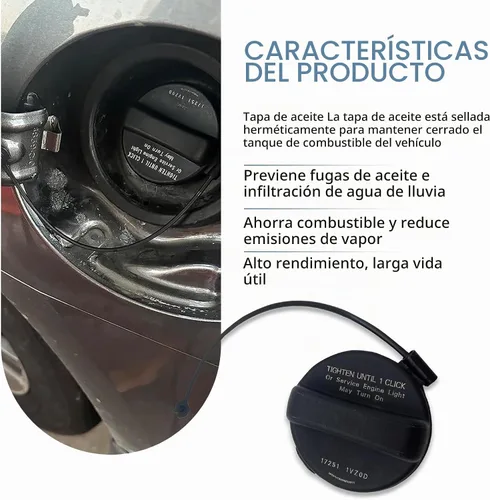 Vista 4 de 1 tapa de tanque de combustible para automóvil, tapón de tanque de combustible sellado de plástico ABS a prueba de óxido con cuerda antipérdida