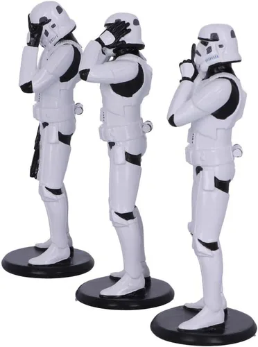Vista 2 de Nemesis Now Figuras de ciencia ficción originales de Stormtrooper Three Wise, color blanco, 5.5 in