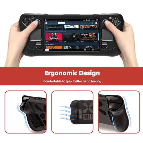 Vista 7 de OFFCURVE Kickstand Protective Case for Steam Deck, Silicone Cover with Screen Protector & Thumb Grips & Touchpad Protect Skin for Steam Deck Console