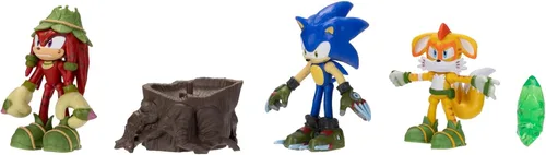 Vista 5 de Sonic Prime - Figuras de acción de 2.5 pulgadas con temática de Laberinto de Jaula Bos, 5 piezas: Sonic, Gnarly Knuckles, Mangey Tails, Tocón