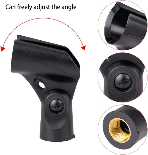 Vista 3 de Soporte universal de clip para micrófono con adaptadores de tuerca de 5/8" a 3/8", negro, paquete de 5