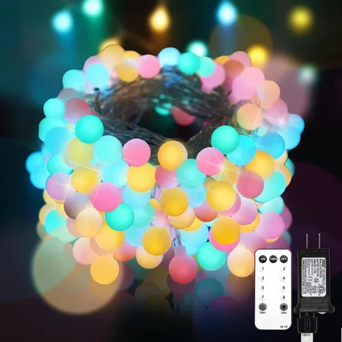 Vista 11 de suddus - Guirnalda de luces con forma de globo, 50 luces LED alimentadas por batería, para bandera, patio trasero, patio, jardín, fiesta