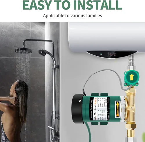 Vista 5 de Bomba de refuerzo de presión de agua de 120 W 115VAC, 396 GPH, 21.7 PSI Bomba de refuerzo automática para el hogar con interruptor de flujo de agua