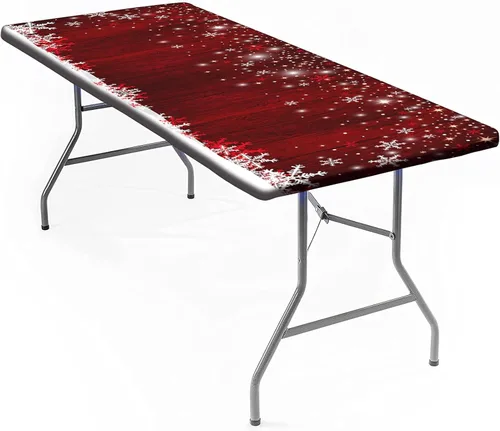 Vista 32 de Mantel rectangular elástico ajustable, con textura de madera de granja, cubierta de mesa de poliéster para mesa de bufé, picnic, cafeterías Mantel