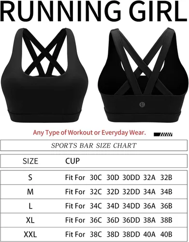 Vista 6 de RUNNING GIRL - Brasier deportivo para mujer, de tirantes delgados, con relleno y espalda cruzada, brasier de yoga de sujeción media con copas