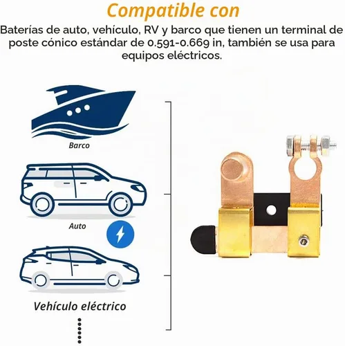 Vista 4 de Interruptor de cuchillo de batería, poste superior, desconexión de batería para automóvil, RV, barco, camión, vehículo, 12-24V, interruptor