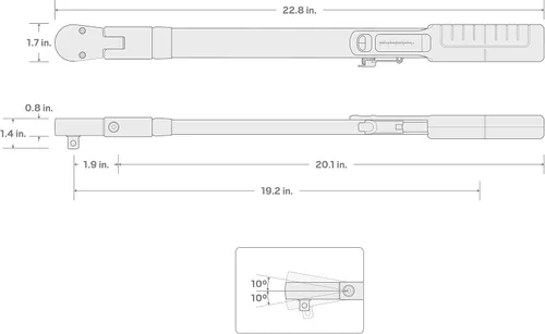 Vista 7 de TEKTON - Llave dinamométrica de 1/2 pulgada de 72 dientes con viga dividida (40-250 pies-libras) TRQ62203