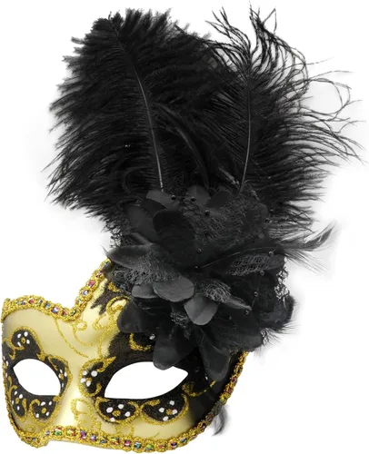 Vista 6 de Máscara de plumas para mascarada, disfraz veneciano para fiesta de Navidad.