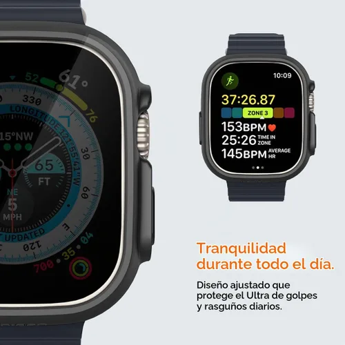 Vista 4 de Spigen Funda delgada para Apple Watch Ultra 3/2/1 de 1.929 in Cubierta protectora ligera delgada de la PC resistente a los arañazos - Negro