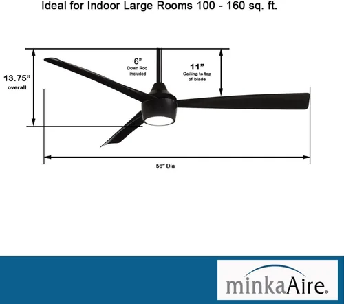 Vista 5 de Minka-Aire F626L-CL Skinnie Ventilador de techo de 56" con luz LED integrada en acabado carbón