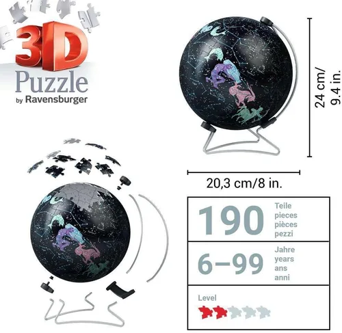 Vista 5 de Ravensburger Rompecabezas 11544 - Lóbulo de estrellas con edición que brilla en la oscuridad: rompecabezas 3D de 180 piezas para niños 11544