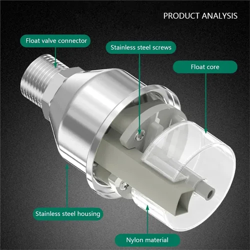 Vista 5 de 1/2'' 3/4'' 1'' Automatic Water Level Control Stainless Steel Floating Ball Valve Mini Float Tank Anti Corrosion(1/2",Side Water Inlet)