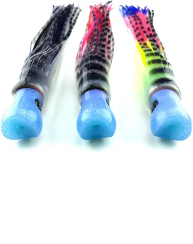 Vista 5 de #31 9" Skipjack híbrido rosa interferencia UV suave trolling atún Mahi Marlin señuelo