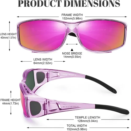 Vista 35 de Polarized Sunglasses Fit Over Glasses for Women Men with UV400 Protection Over Wrap Around Sun Glasses