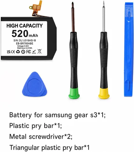 Vista 6 de Batería para Samsung Gear S3 Frontier SM-R760 y Gear S3 Classic, 520mAh 3.85V Batería de repuesto para SM-R770 BR760 R765 EB-BR760ABE GH43-04699A